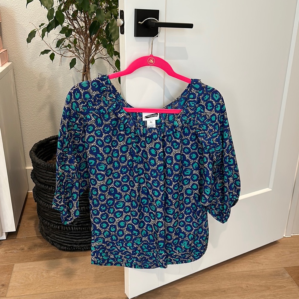 Jay Godfrey Redacted Silk Shirt Peacock Print Blouse